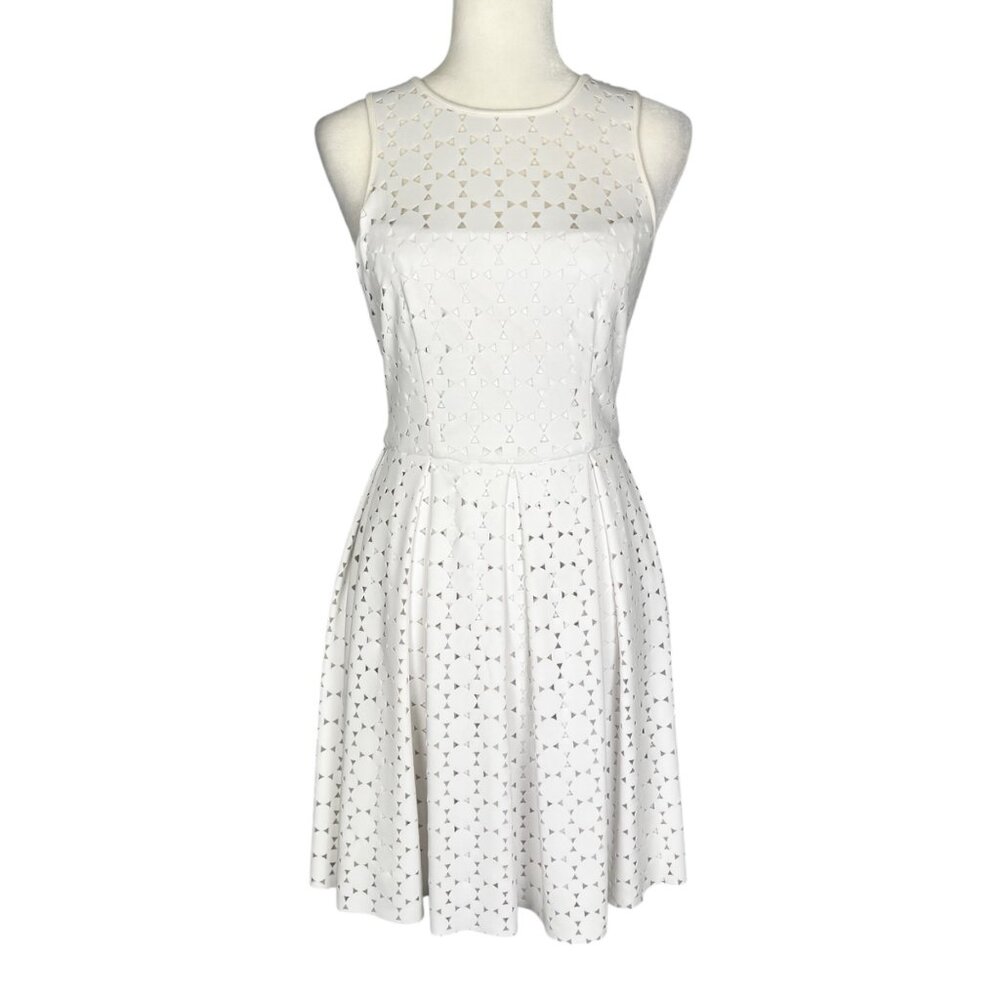 Trina Turk Womens White Sleeveless Fit Flare Dress Circle Cutout size 2